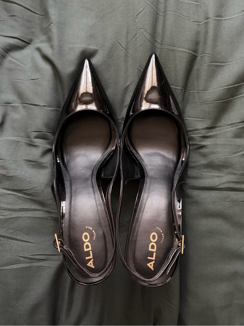 ALDO Black Patent Pointed-Toe Slingback Pumps